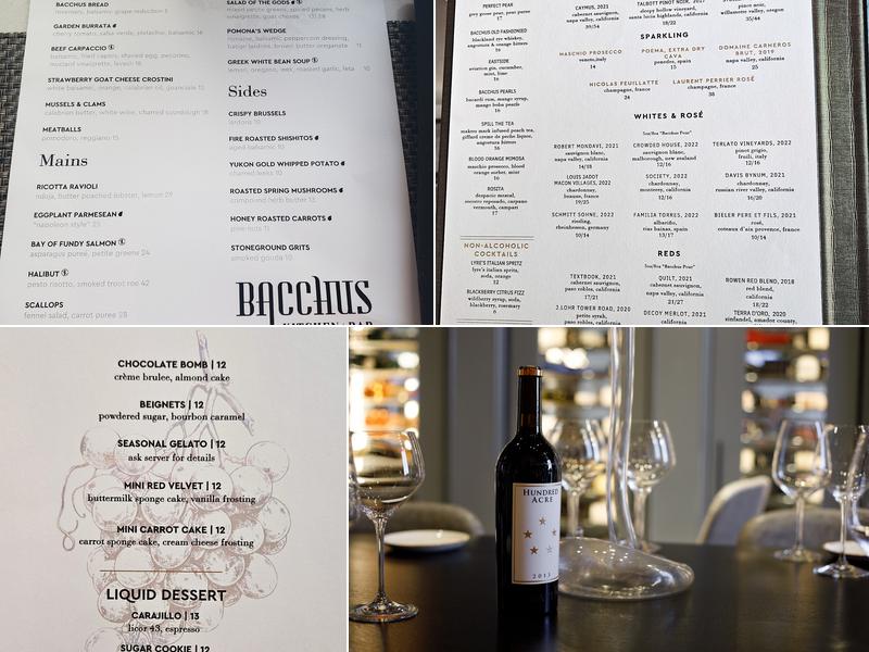 Bacchus Kitchen + Bar Menu