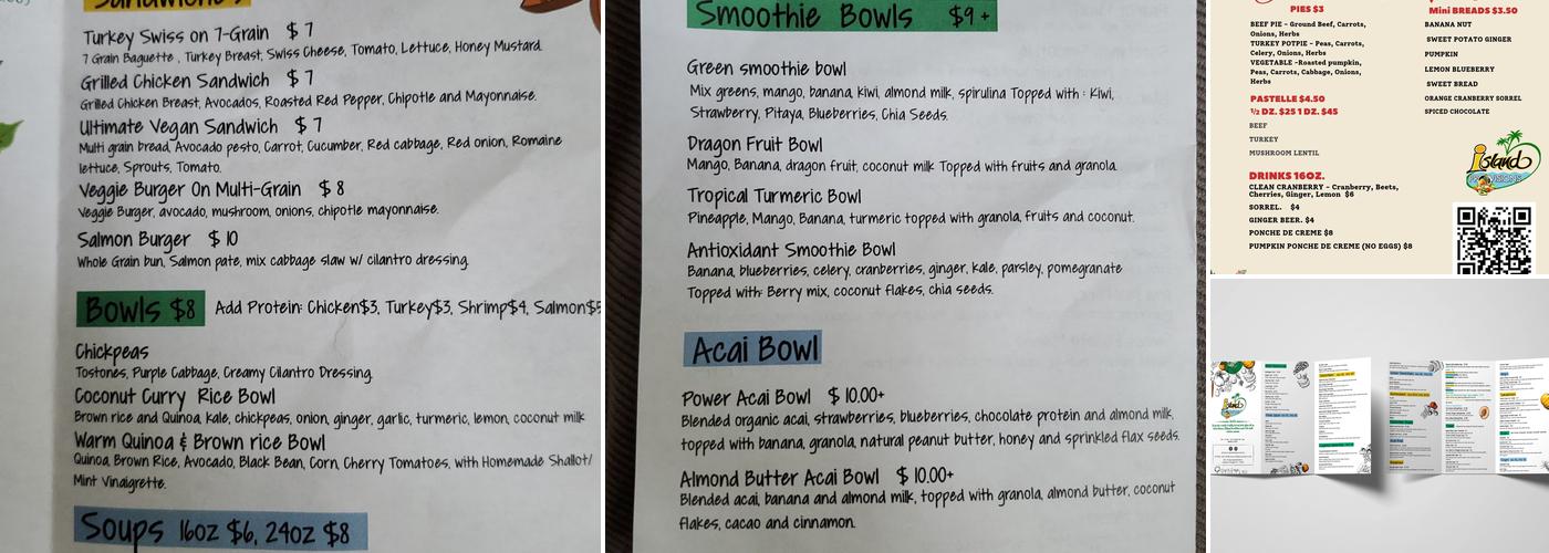Island Provisions Menu