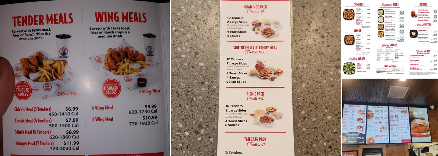 Slim Chickens Menu
