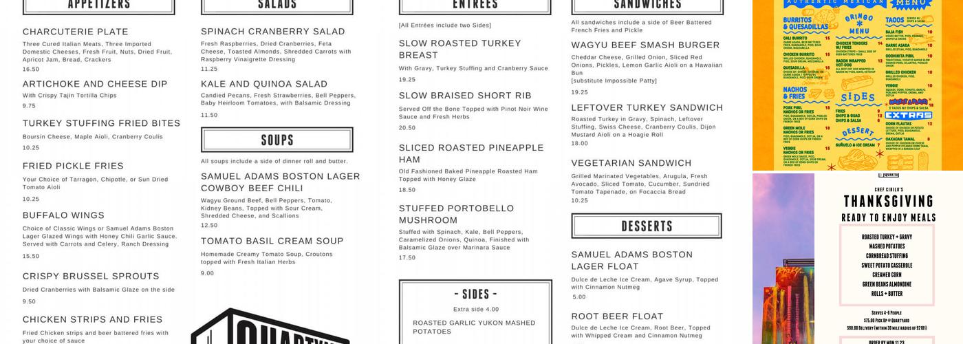 Quartyard Menu