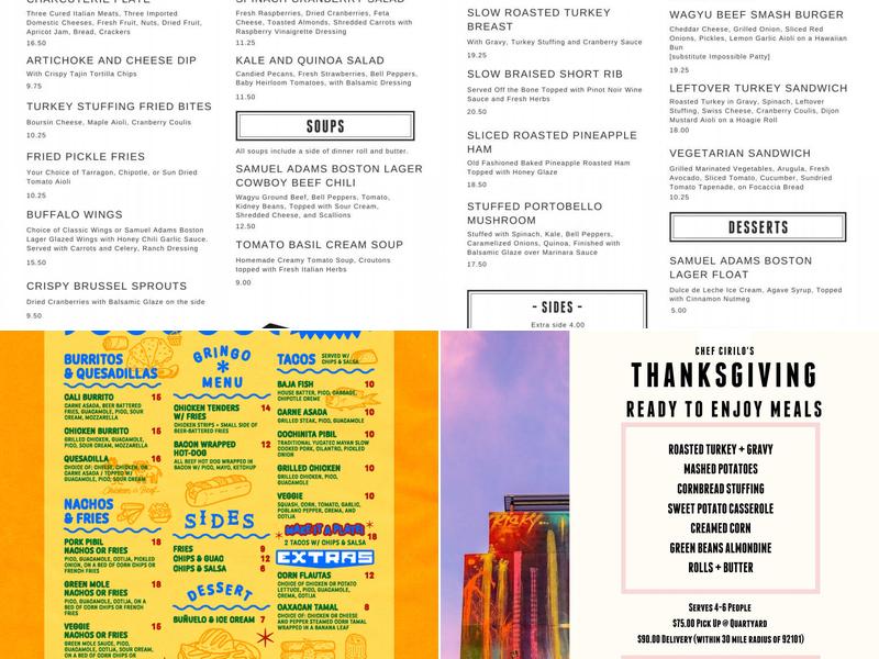 Quartyard Menu