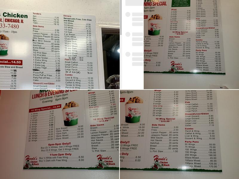 Harold’s Chicken Menu