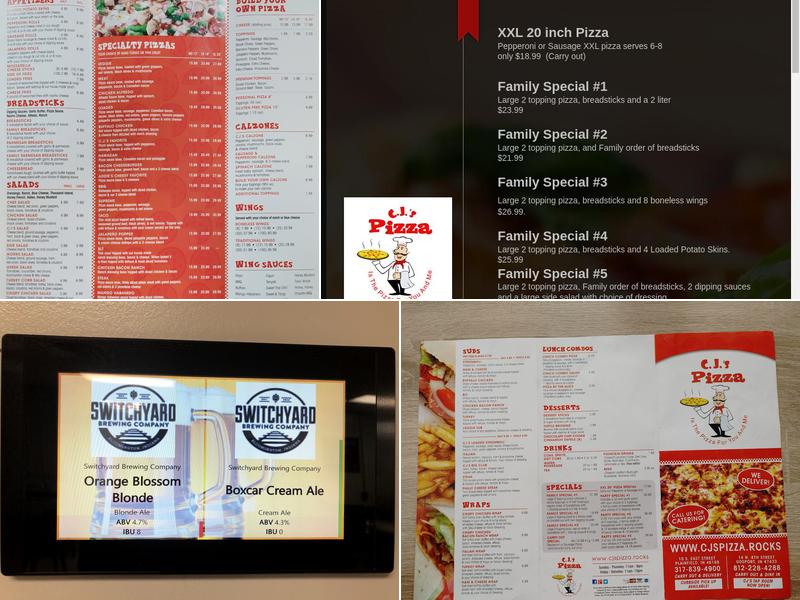 C.J.'s Pizza Menu