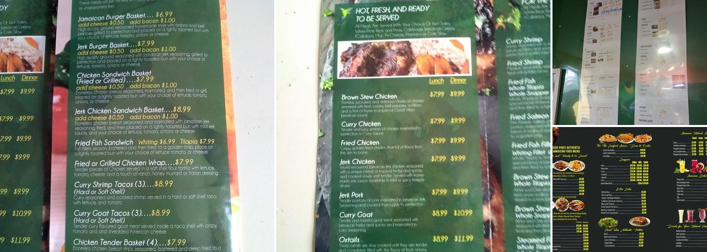 Good Vibes Authentic Jamaican Food Menu