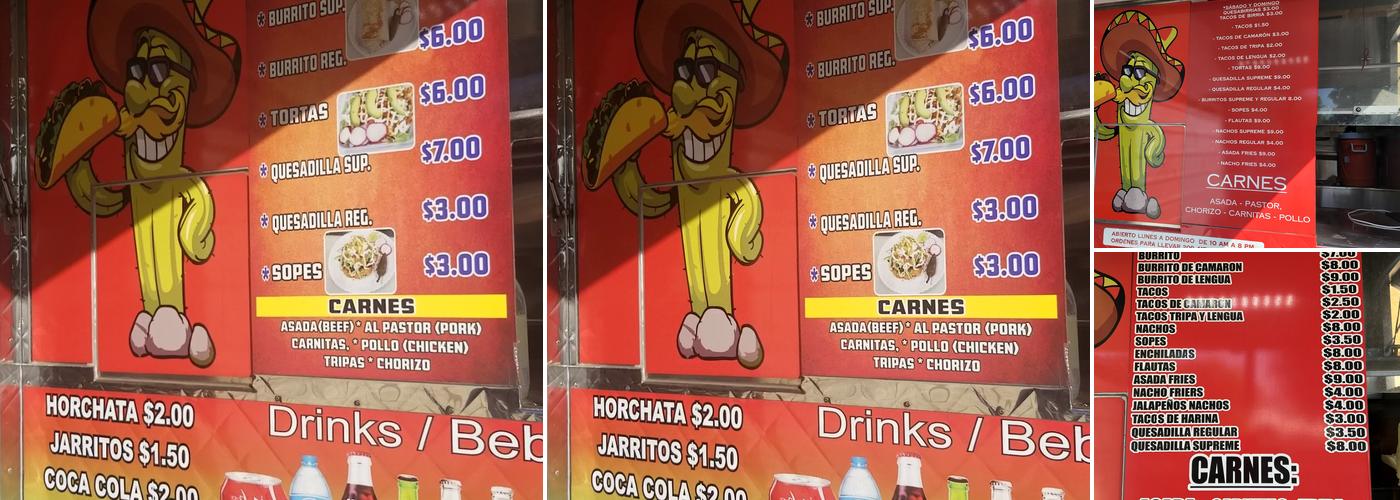 Tacos guero Menu