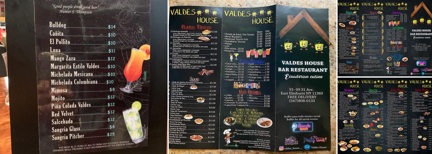 Valdes House Menu