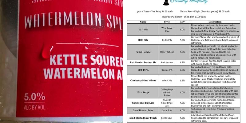 Hidden Sands Brewing Company Menu