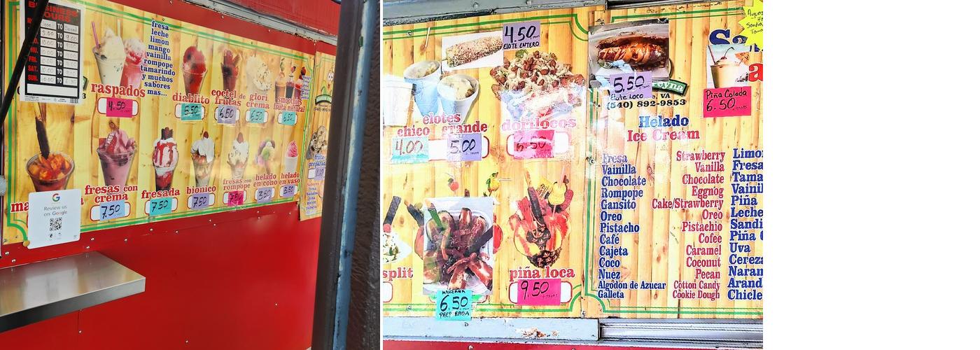 Elotes reyna Menu