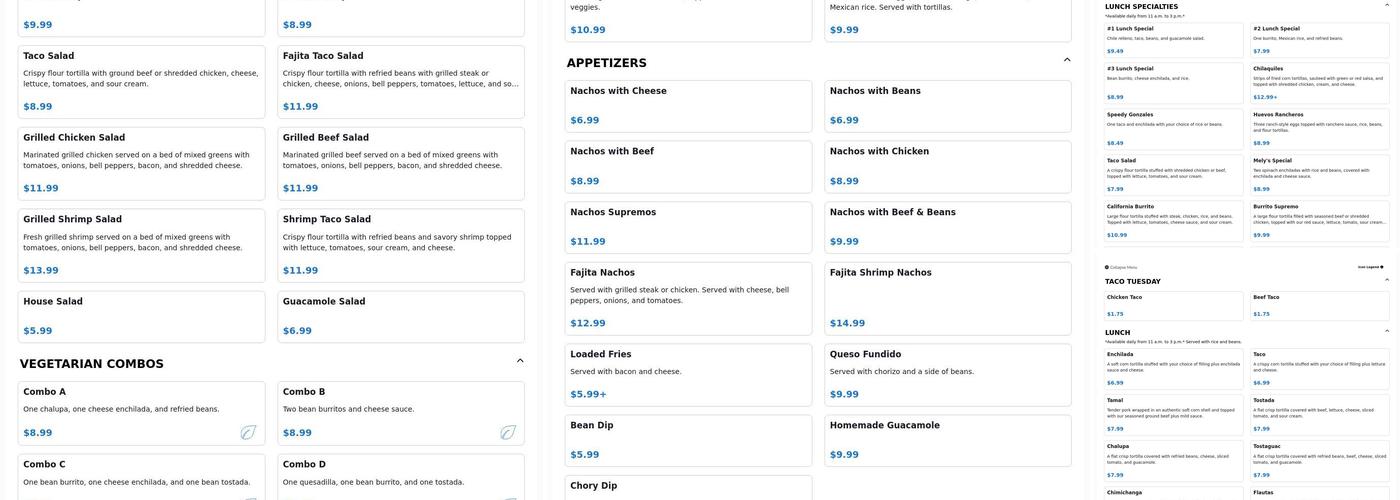 Mojitos Mexican Grill Menu