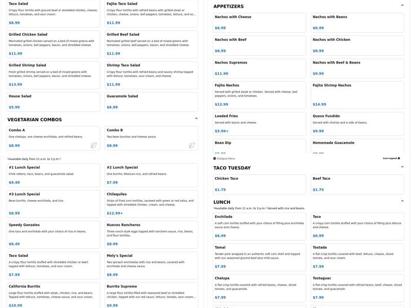 Mojitos Mexican Grill Menu