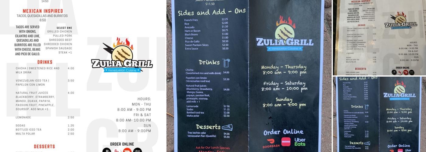 Zulia Grill Menu