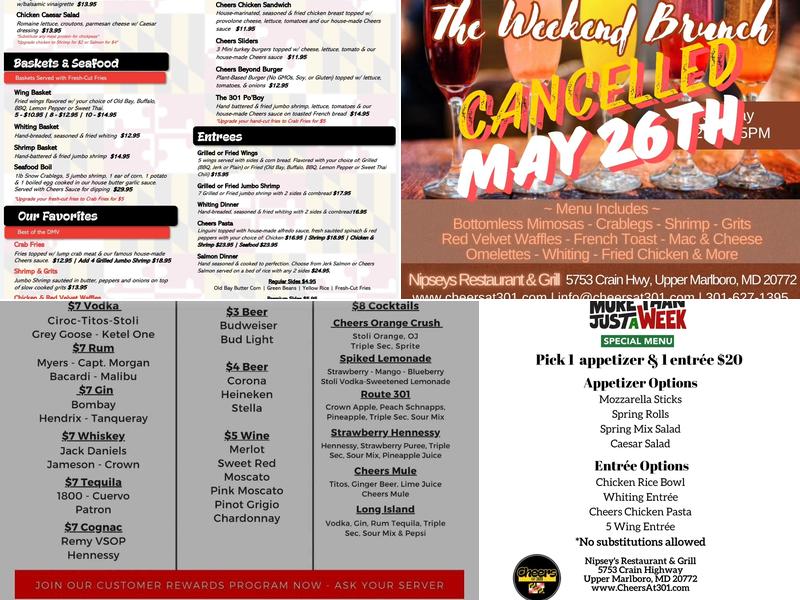 Nipseys Ft Cheers at 301 Menu