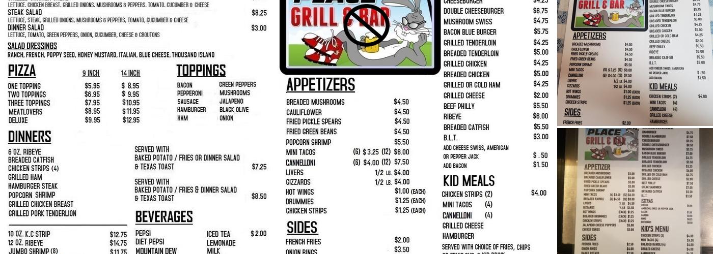 Second Place Grill Menu