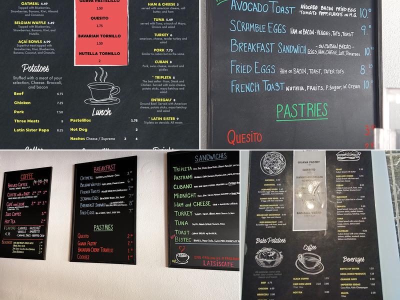 Latin Sisters Cafe Menu