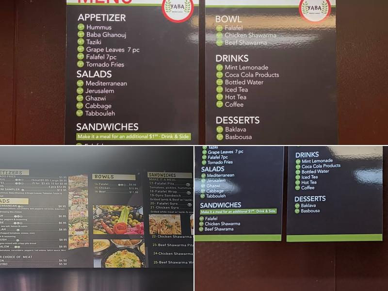 Yaba Mediterranean Grill Menu