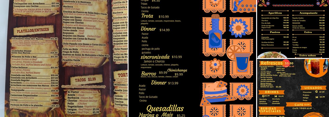 Gorditas San Marcos Menu