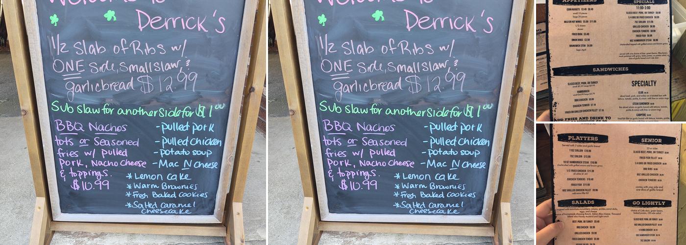 Derrick's BBQ Menu