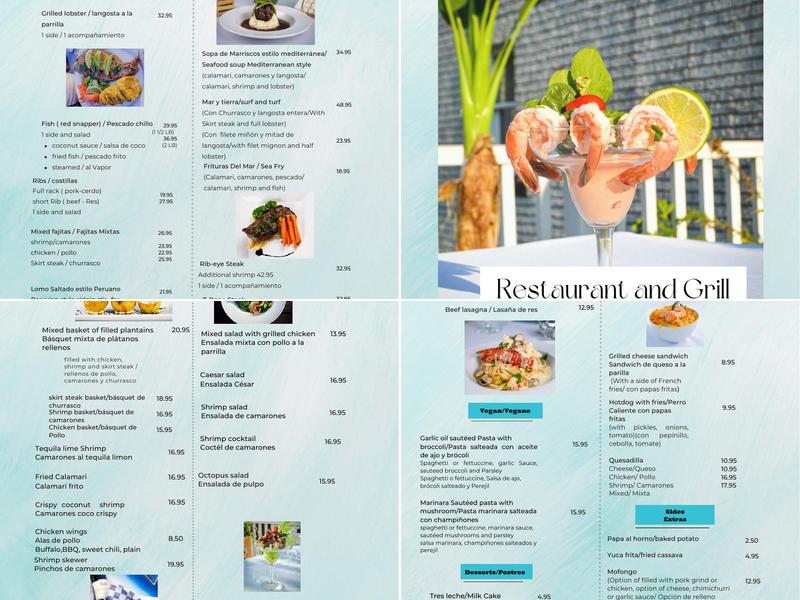Casa Blanca Restaurant & Grill Menu