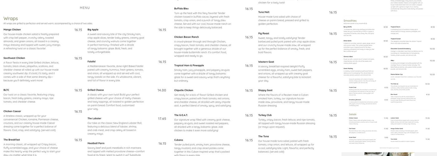 The Rusty Goat Grill Menu