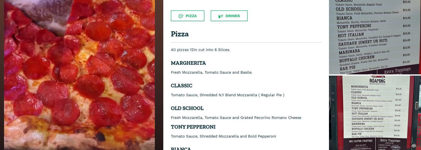 Roaming Woodfired Pizza Menu