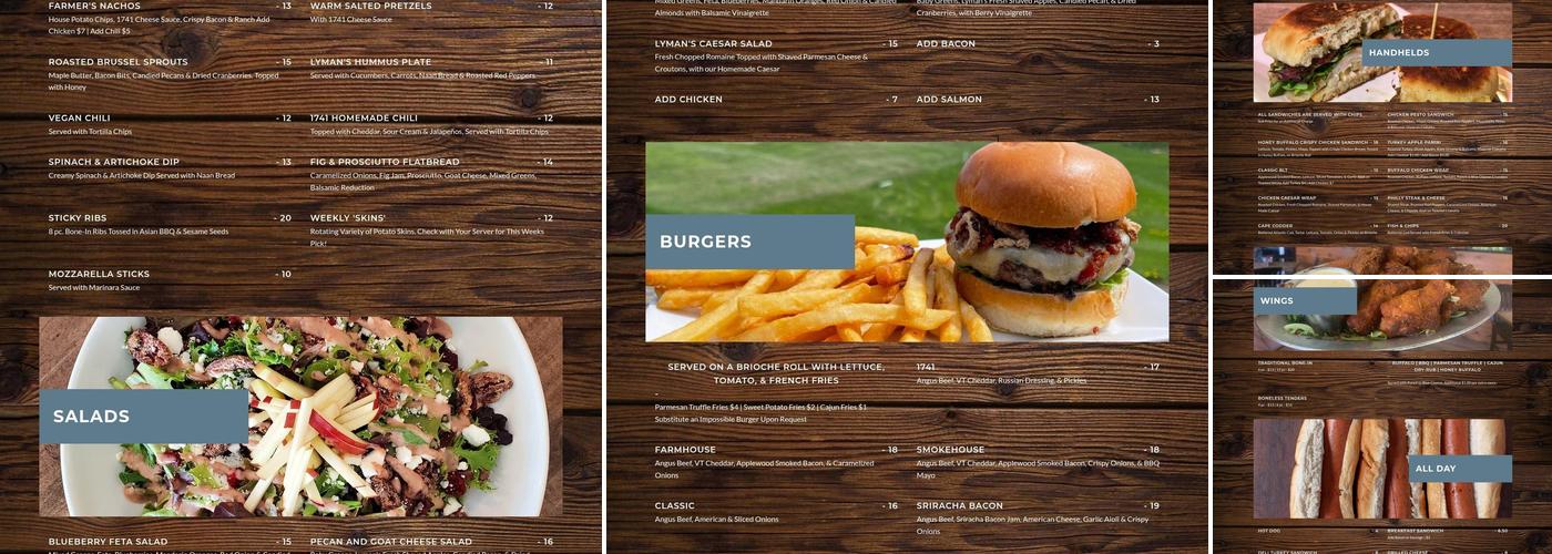 1741 Pub and Grill Menu