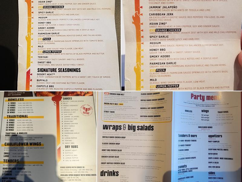 Buffalo Wild Wings Menu