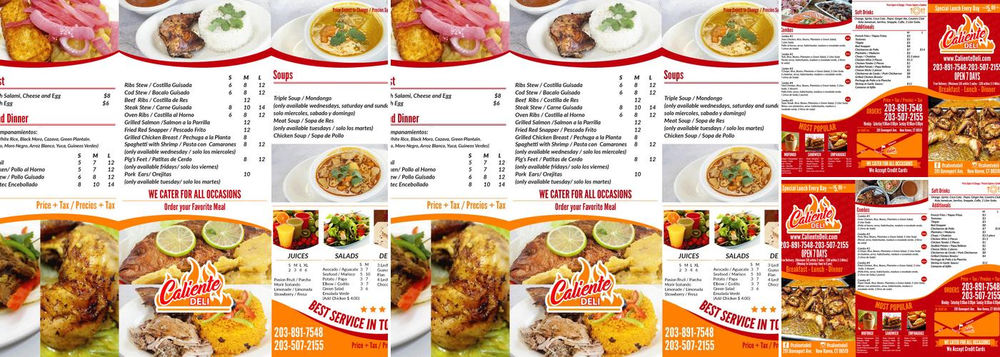 Caliente Deli Menu