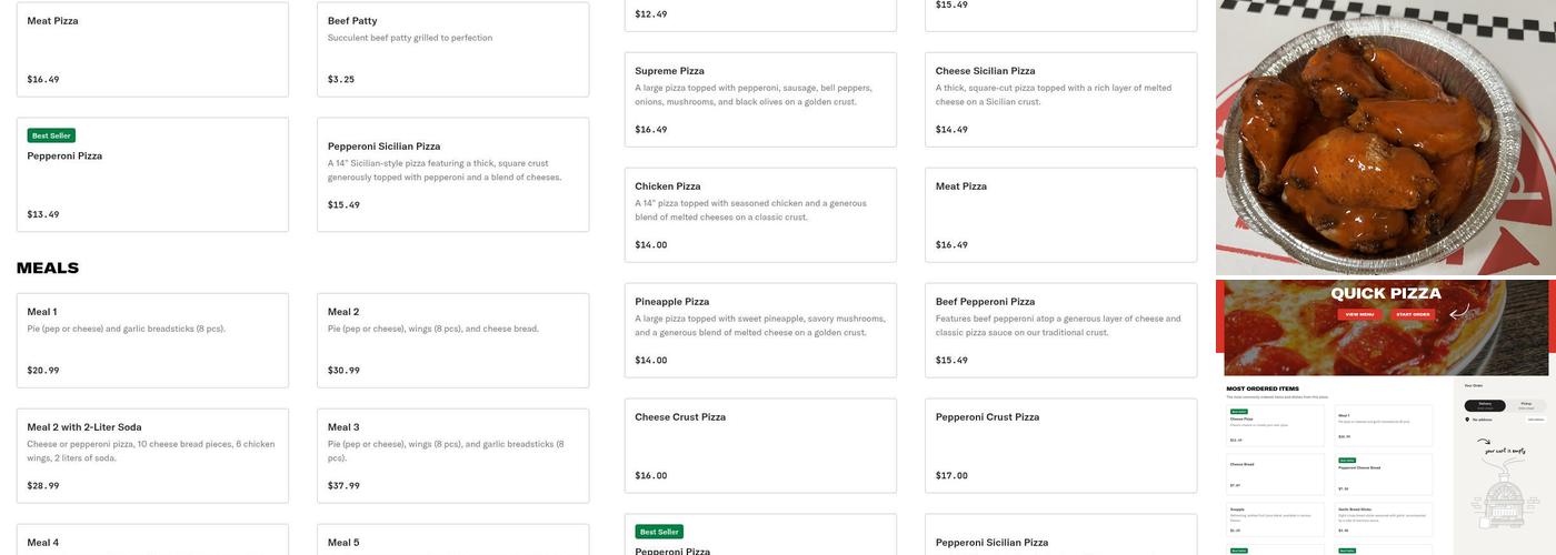 Quick Pizza Menu