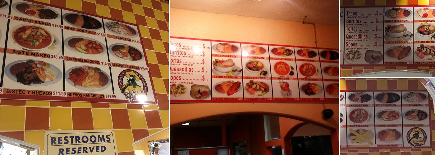 Maranatha Menu