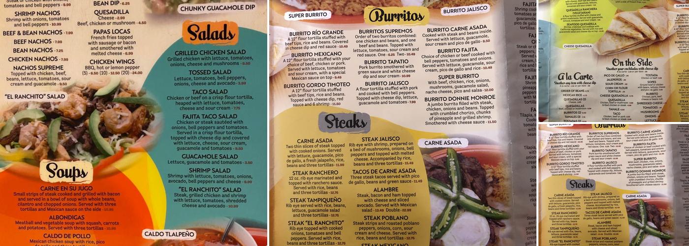 El Ranchito Menu
