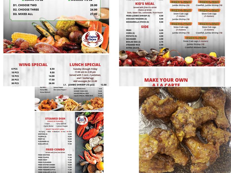 Cajun Claws & Wing Menu