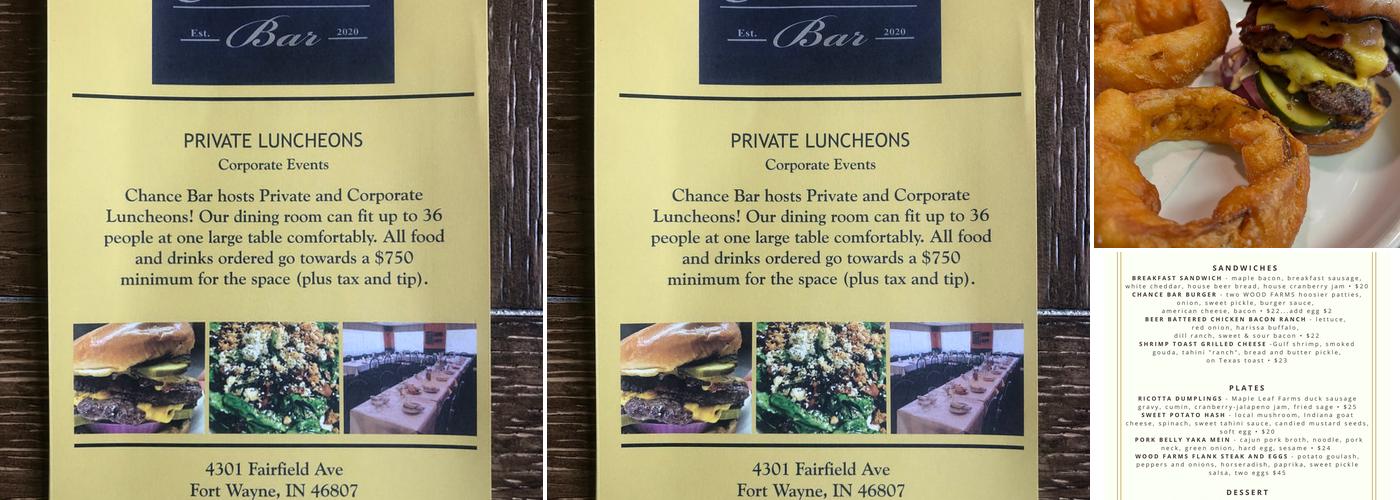 Chance Bar Menu