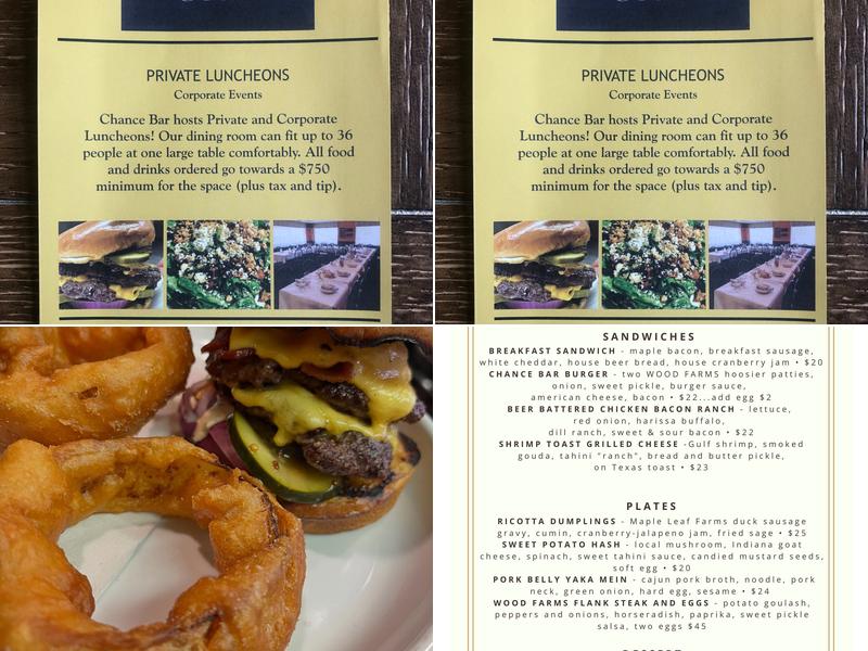 Chance Bar Menu