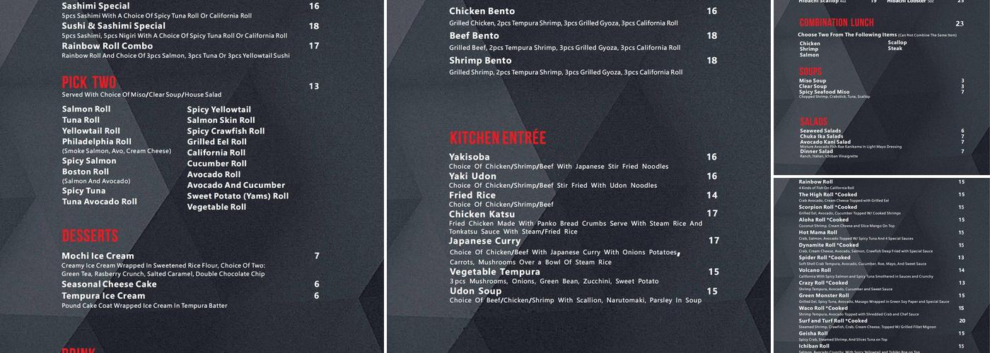 Ichiban Japanese Steakhouse & Sushi Bar Menu