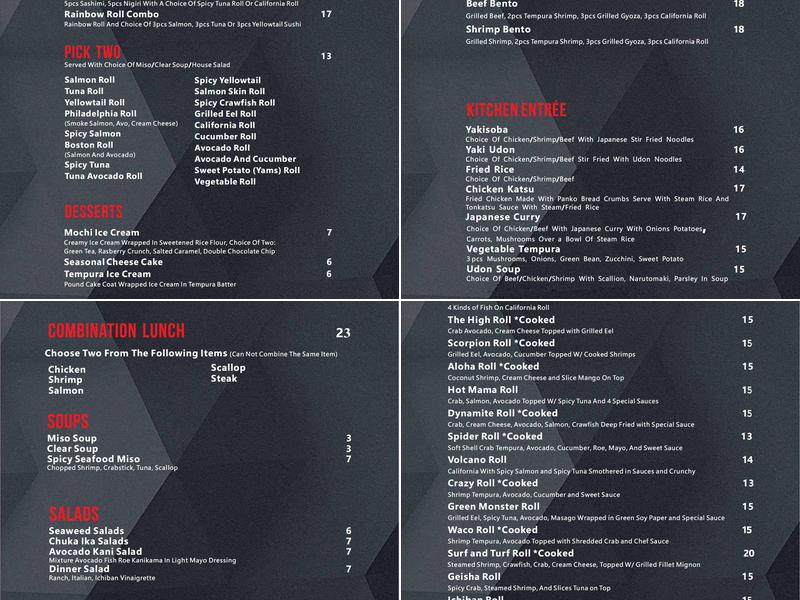 Ichiban Japanese Steakhouse & Sushi Bar Menu