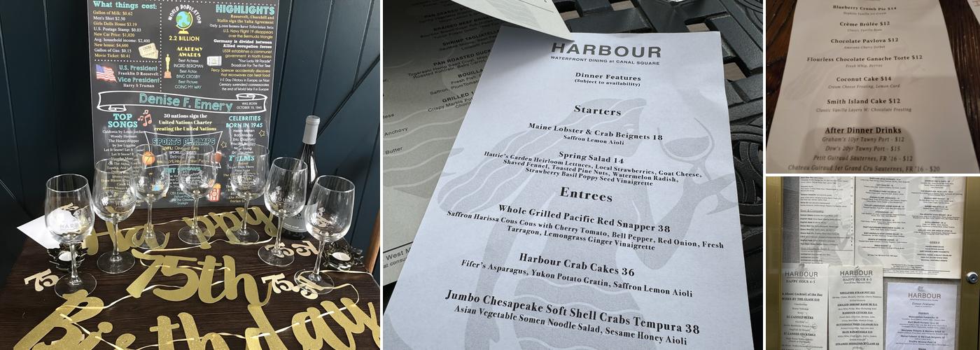 Harbour Restaurant at Canal Square Menu