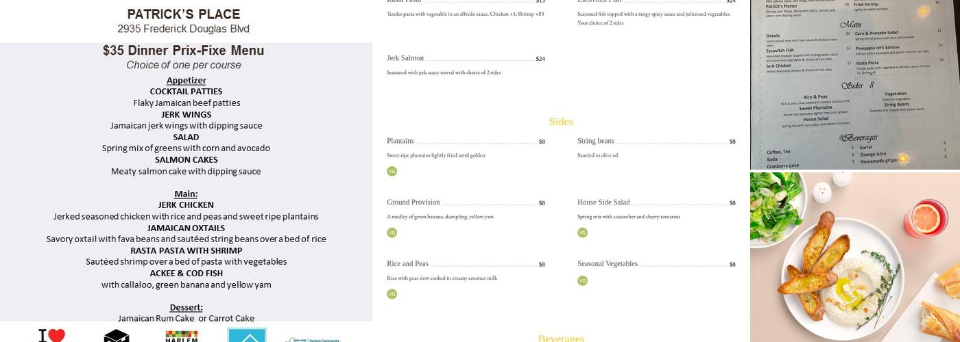 Patrick's Place Menu