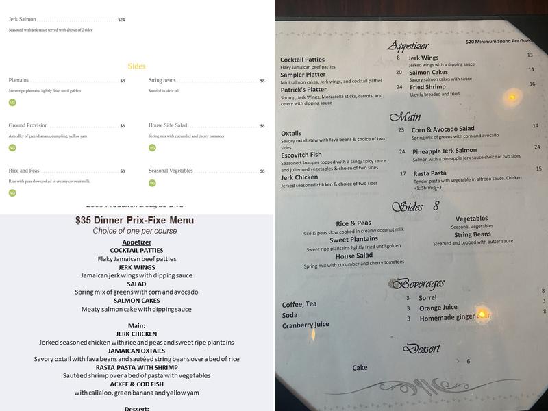 Patrick's Place Menu