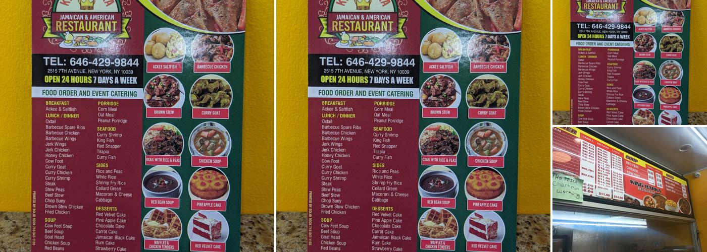 King Barka Menu