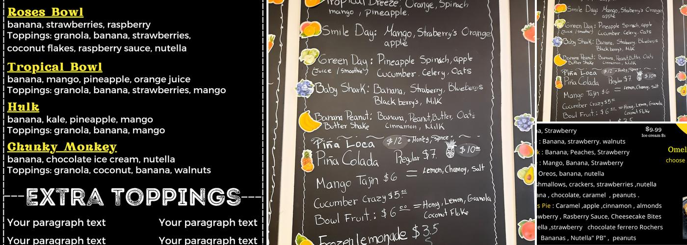 INFUSIÓN SMOOTHIE JUICE BAR Menu