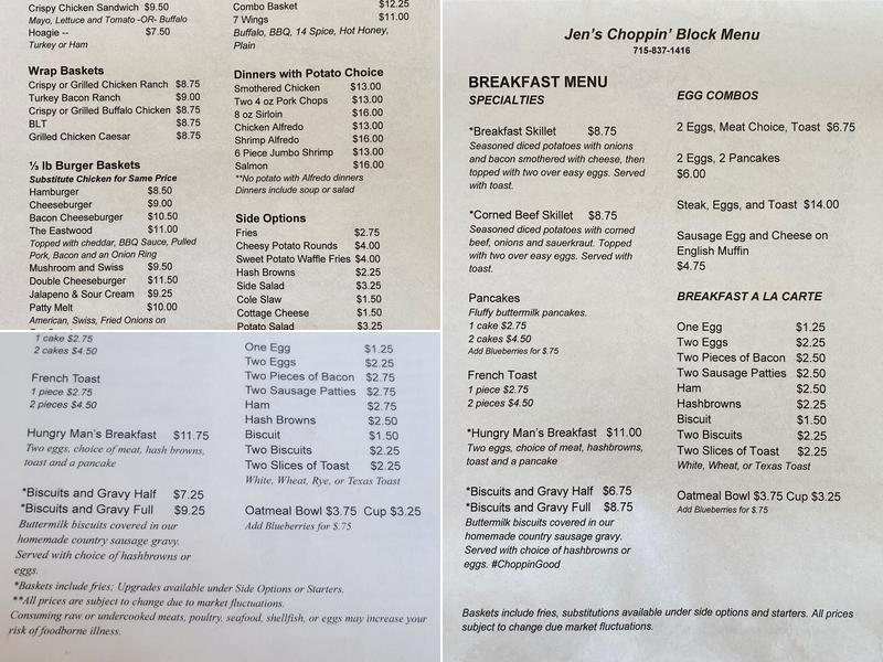 Jen's Choppin' Block Menu