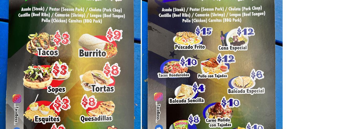 Taco Boss Menu