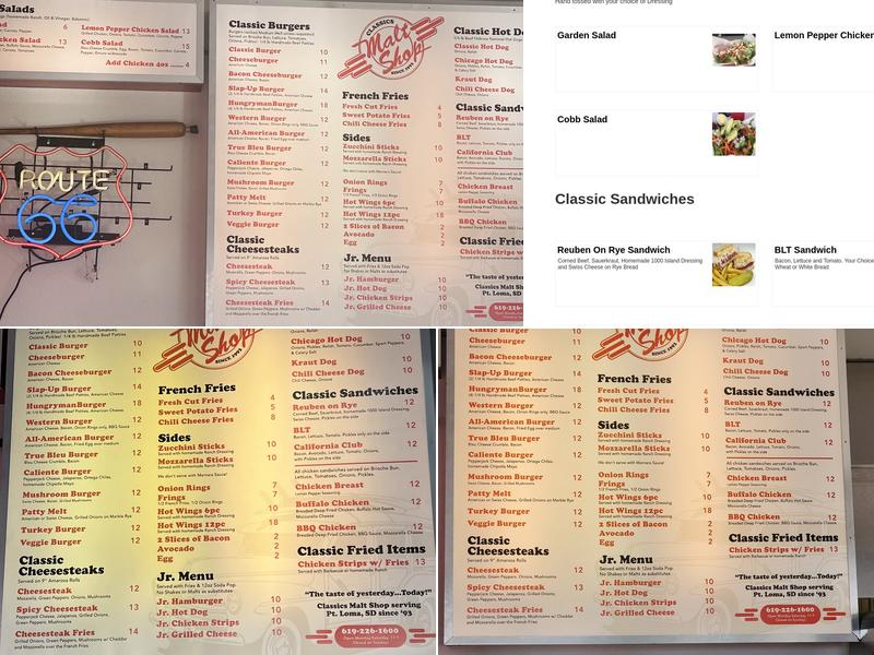 Midway Classic Malt Shop Menu