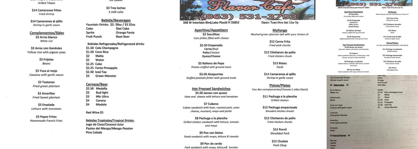 La Isla Flavor Cafe Menu