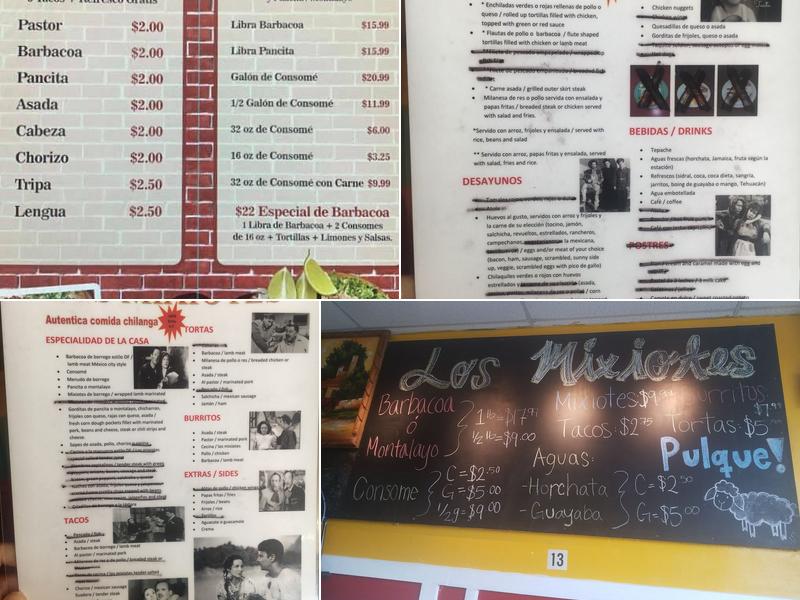 La Casa Del Borrego Menu