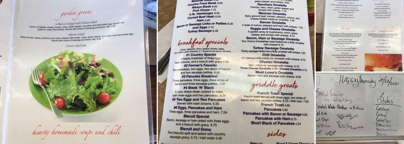 Freds Place Menu