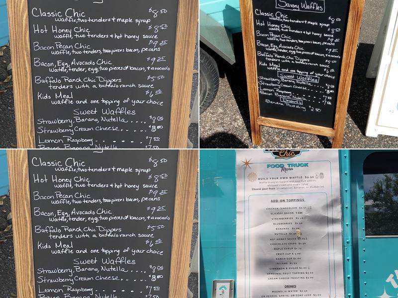 Waffle Chic, LLC Menu