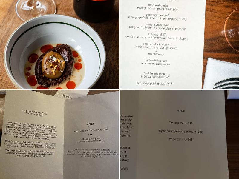 Fulgurances Menu