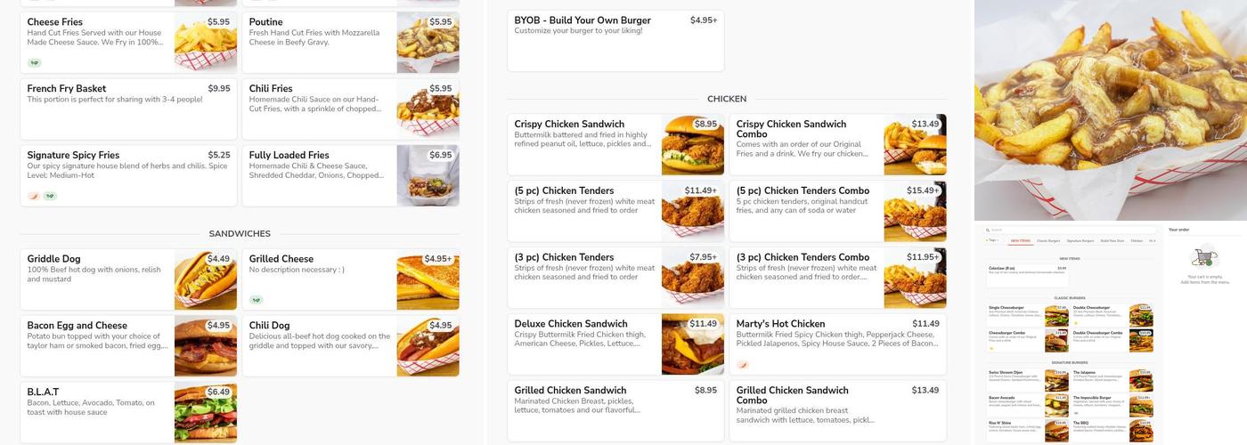 Marty's Menu