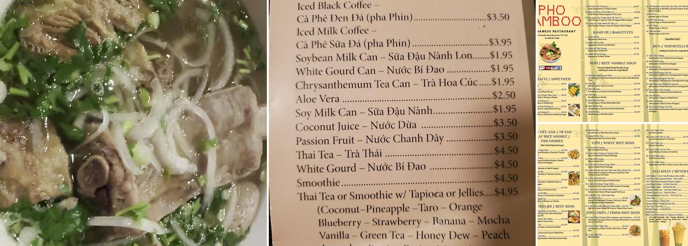 Pho BamBoo Menu